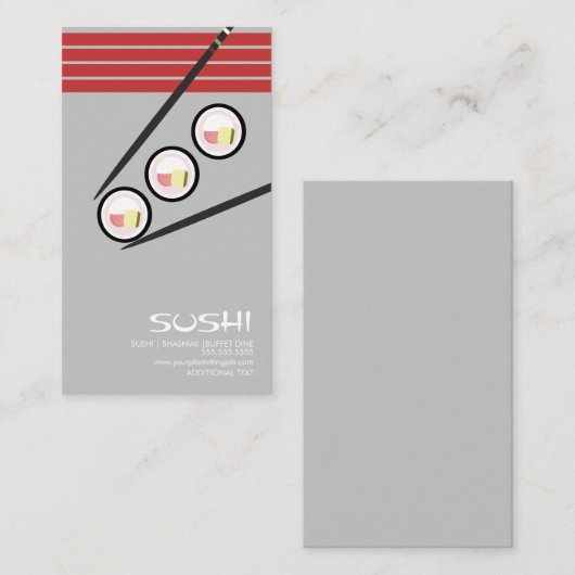 ひばち日本アジア寿司ロゴ名刺 名刺 (正面/裏面)