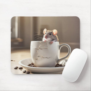 ひびの入ったコーヒーカップの中のマウス マウスパッド
