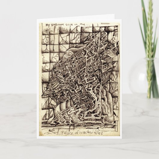 ひびの入ったタイルの宮殿の私の浴室スイート カード (正面)