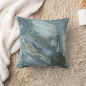 ひびの入ったターコイズグレーブルー大理石テクスチャ クッション (ブランケット)