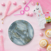 ひびの入ったターコイズグレーブルー大理石テクスチャ ペーパープレート (パーティー)