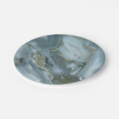 ひびの入ったターコイズグレーブルー大理石テクスチャ ペーパープレート (アングル)