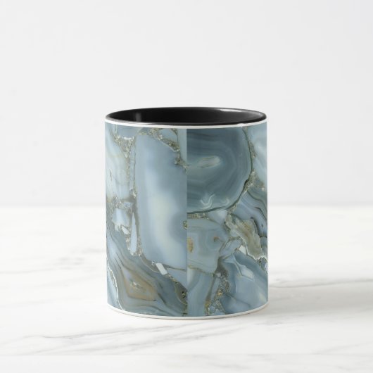 ひびの入ったターコイズグレーブルー大理石テクスチャ マグカップ (中央)