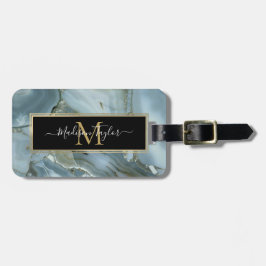 ひびの入ったターコイズグレーブルー大理石テクスチャ   ラゲッジタグ