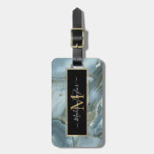 ひびの入ったターコイズグレーブルー大理石テクスチャ ラゲッジタグ (正面縦)