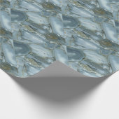 ひびの入ったターコイズグレーブルー大理石テクスチャ ラッピングペーパー (角)