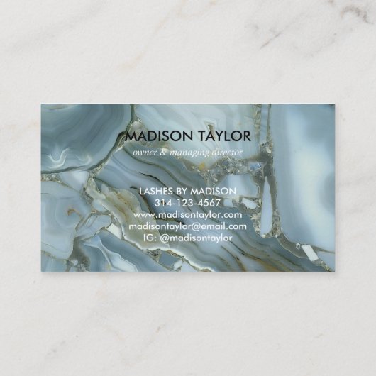 ひびの入ったターコイズグレーブルー大理石テクスチャ   名刺 (裏面)