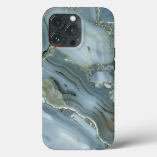 ひびの入ったターコイズグレーブルー大理石テクスチャ iPhone 13 PROケース