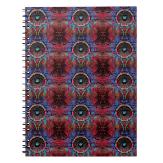 ひびの入った壁に赤い音楽スピーカー ノートブック (正面)