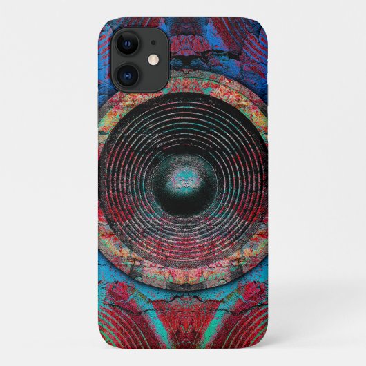 ひびの入った壁に赤い音楽スピーカー Case-Mate iPhoneケース (裏面)