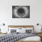 ひびの入った壁に音楽スピーカー キャンバスプリント (インサイチュ (寝室))