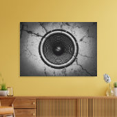 ひびの入った壁に音楽スピーカー キャンバスプリント (インサイチュ (リビング))