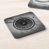 ひびの入った壁に音楽スピーカー コースター (左側)