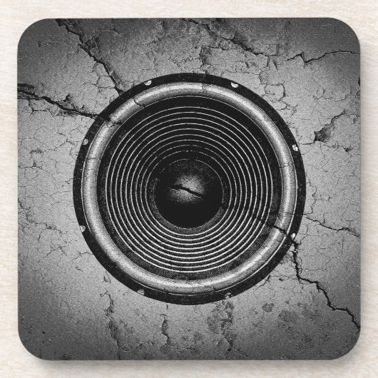 ひびの入った壁に音楽スピーカー コースター (正面)