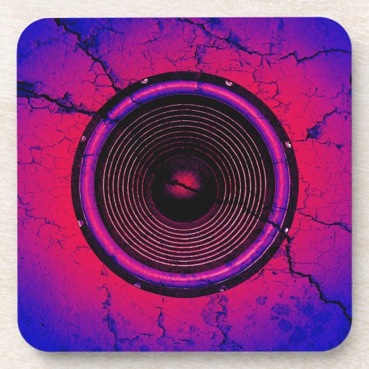 ひびの入った壁に音楽スピーカー コースター (正面)