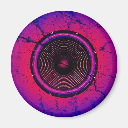 ひびの入った壁に音楽スピーカー マグネット (正面)