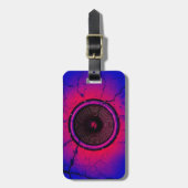 ひびの入った壁に音楽スピーカー ラゲッジタグ (正面縦)