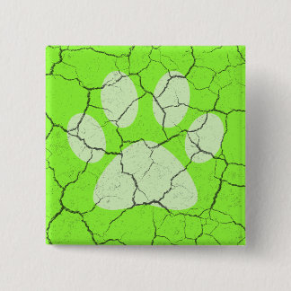 ひびの入った緑の動物の足跡のピンバックボタン 缶バッジ