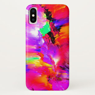 ひびの入った虹色鮮やかの数々の抽象芸術アート iPhone X ケース