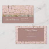 ひびエレガント割れ絵を描バラピンク金ゴールドシークイン箔 名刺 (正面/裏面)