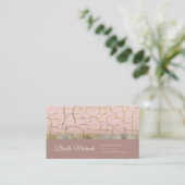 ひびエレガント割れ絵を描バラピンク金ゴールドシークイン箔 名刺 (スタンド正面)