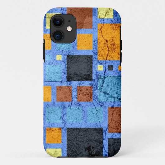 ひびグランジ割れレトロモダン正方形パターン Case-Mate iPhoneケース (裏面)