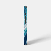 ひびモダン割れ金ゴールドブルー大理石スタイリスト iPhoneケース (左側面)