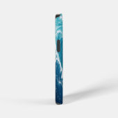 ひびモダン割れ金ゴールドブルー大理石スタイリスト iPhoneケース (右側面)