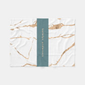 ひびモダン割れ金ゴールドホワイトスタイリストプロフェッショナル フリースブランケット (正面(横))