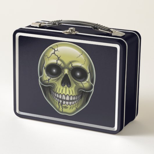 ひび割れたスカル メタルランチボックス (正面)