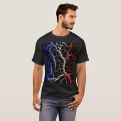 ひび割れたスペースラバ - 青/白/赤 Tシャツ (正面フル)