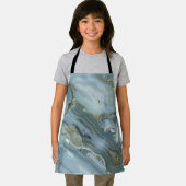 ひび割れたターコイズグレーグリーンブルー大理石テクスチャ エプロン (インサイチュ)