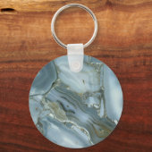 ひび割れたターコイズグレーグリーンブルー大理石テクスチャ キーホルダー (正面)