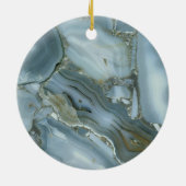 ひび割れたターコイズグレーグリーンブルー大理石テクスチャ セラミックオーナメント (裏面)