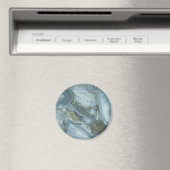 ひび割れたターコイズグレーグリーンブルー大理石テクスチャ マグネット (インサイチュ (食洗機))