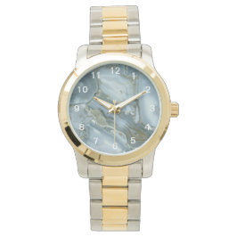 ひび割れたターコイズグレーグリーンブルー大理石テクスチャ 腕時計