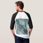 ひび割れたターコイズグレーグリーンブルー大理石テクスチャ Tシャツ (裏面フル)