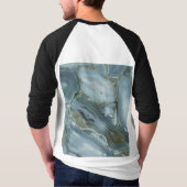 ひび割れたターコイズグレーグリーンブルー大理石テクスチャ Tシャツ (裏面)