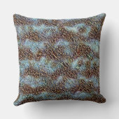 ひび割れたテクスチャ、カラメル茶色からダーティライトシアン クッション (裏面)