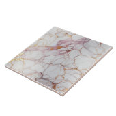 ひび割れたピンクと白の大理石と金ゴールド タイル (側面)