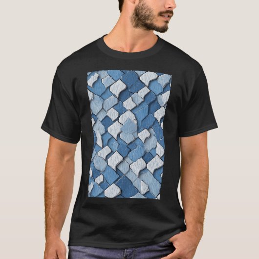 ひび割れたペイントの抽象画 ブルーウェザードサーフェス Tシャツ (正面)