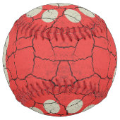 ひび割れたヴィンテージレンガ赤い動物の犬の犬のポープリント ソフトボール (裏面)