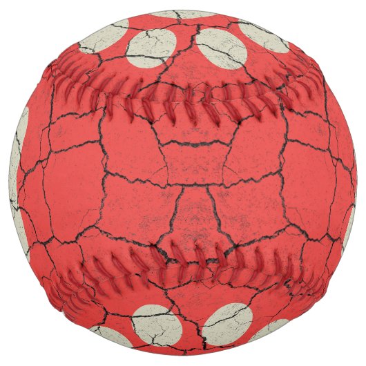 ひび割れたヴィンテージレンガ赤い動物の犬の犬のポープリント ソフトボール (正面)