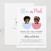 ひび割れた卵 黒い赤ちゃん 性別発表 招待状 (正面/裏面)