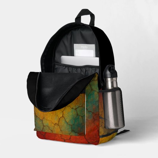 ひび割れた地球の抽象芸術テクスチャ プリントバックパック (裏面右端 (見開き))