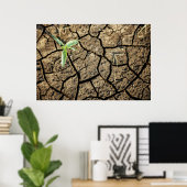 ひび割れた地球の苗 ポスター (ホームオフィス)