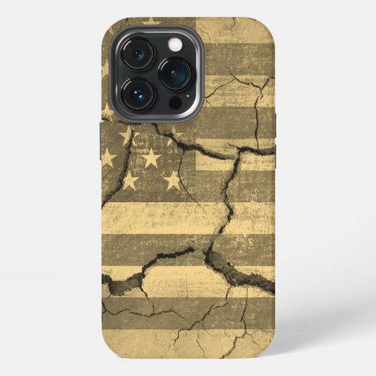 ひび割れた壁のアメリカ国旗 iPhoneケース (裏面)