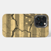 ひび割れた壁のアメリカ国旗 iPhoneケース (裏面横)