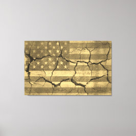 ひび割れた壁の米国国旗のヴィンテージ キャンバスプリント