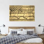 ひび割れた壁の米国国旗のヴィンテージ キャンバスプリント (インサイチュ (寝室))